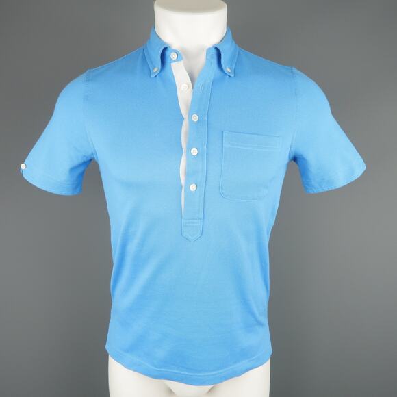 BLACK FLEECE Size XS Blue Pique Button Down Collar POLO - Picture 1 of 7